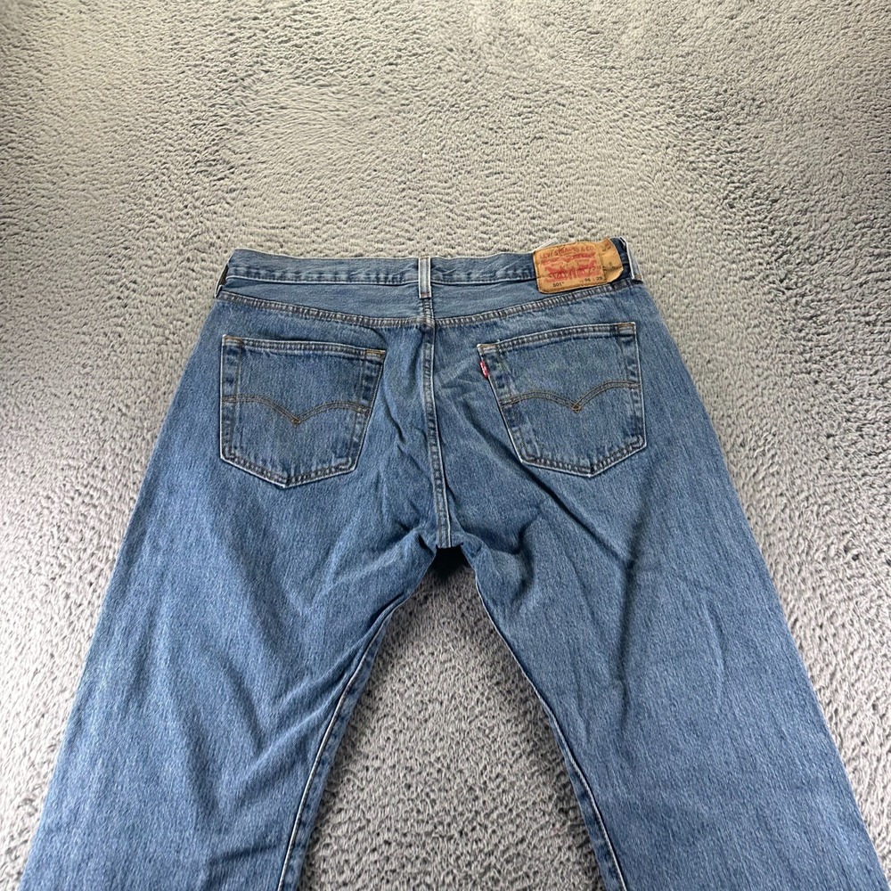 Levi's 501 Jeans Mens 36x29 Blue Cotton Denim Straight Leg Baggy Faded Workwear - Picture 6 of 10